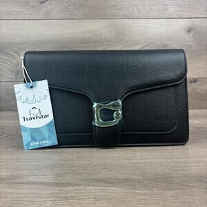 Travistar Crossbody Shoulder Bag Handbag Womens Small Black Clutch Purse 2 Strap